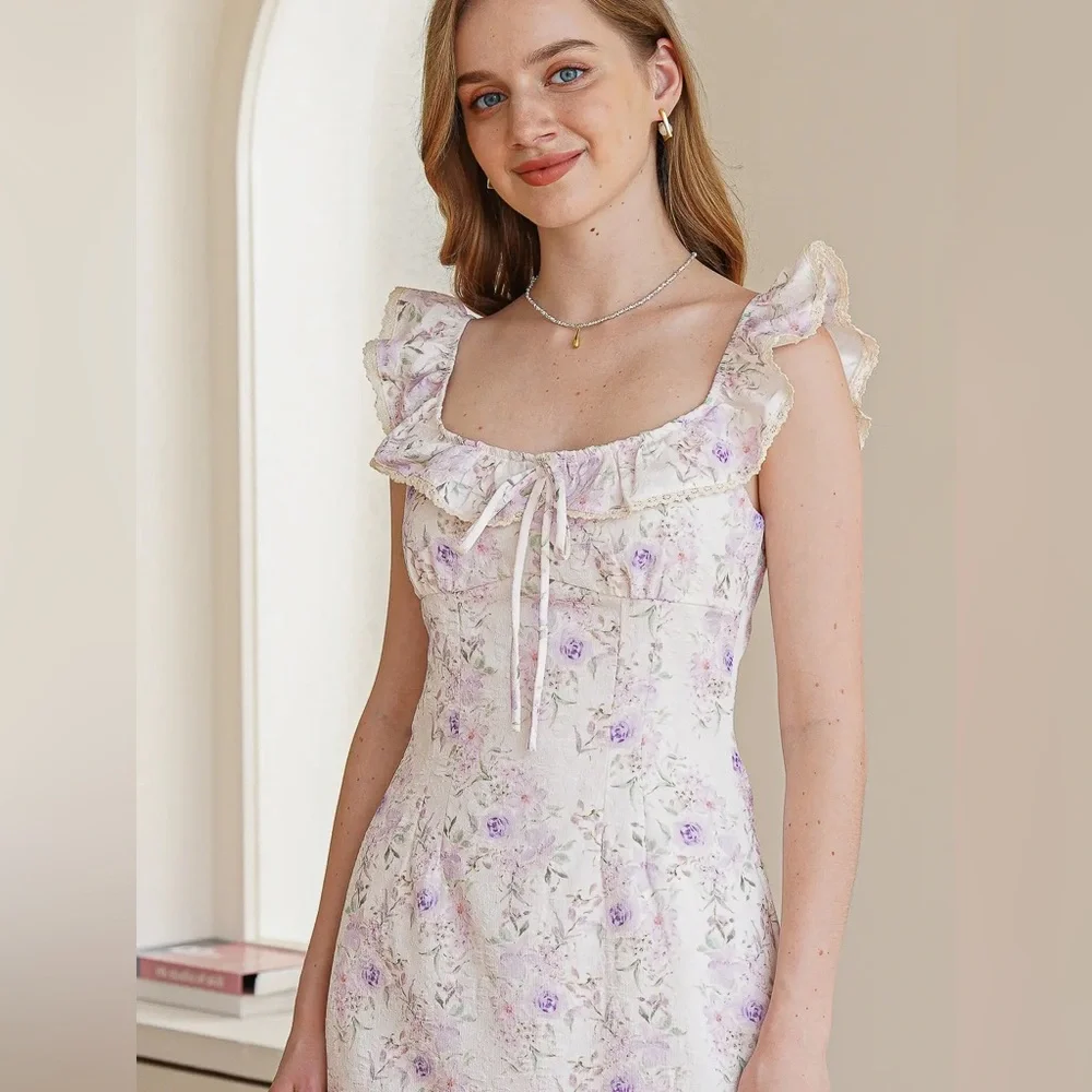 Rosie Posie Lilac Lace-Trim Sundress NWT size medium - Picture 4 of 4